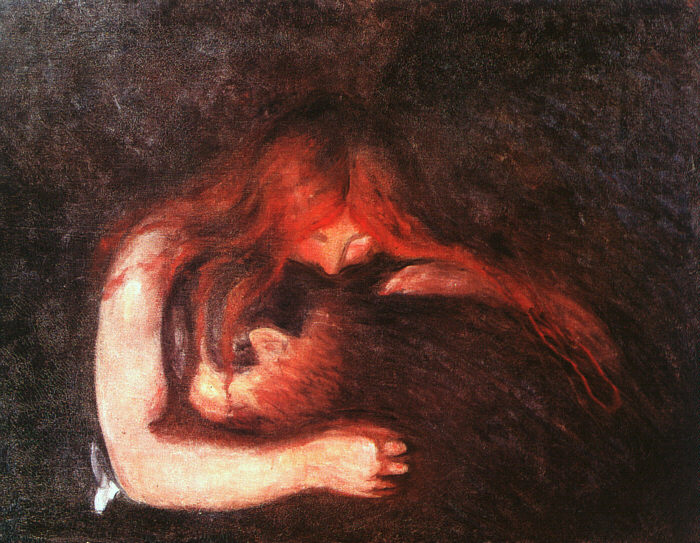 "Vampiro" di Edvard Munch, figura che ricorda la mitica Empusa