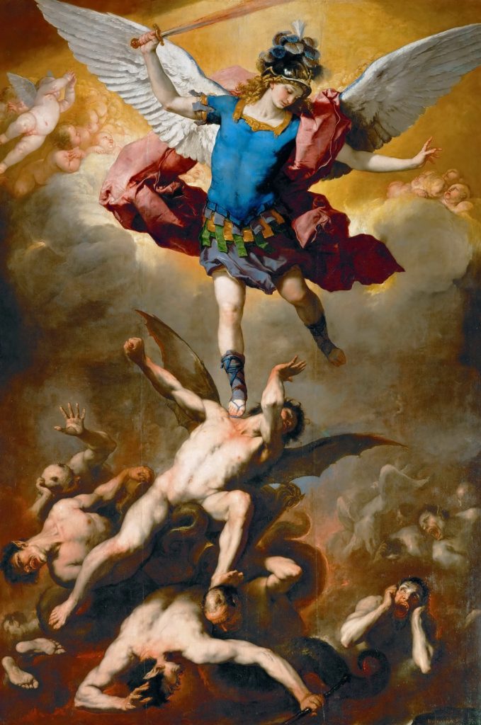 San Michele sconfigge gli angeli ribelli di Luca Giordano, 1666