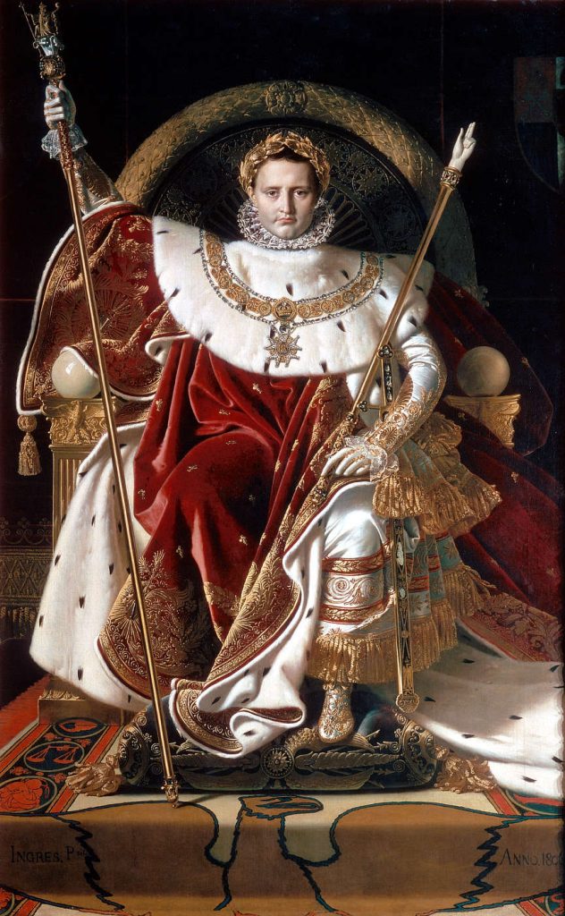 Jeane-Auguste-Dominique Ingres, "Napoleone I sul trono imperiale", olio su tela, 1806, Parigi, Musée de l'Armée