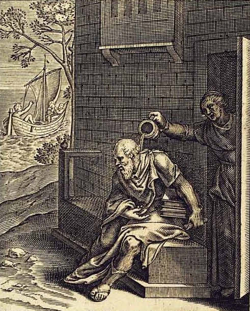Otto Van Veen, "Socrate e Santippe", incisione, Anversa, 1607 